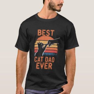 Best Cat Dad Ever Bump Fist Retro Vintage Funny Ca T-Shirt