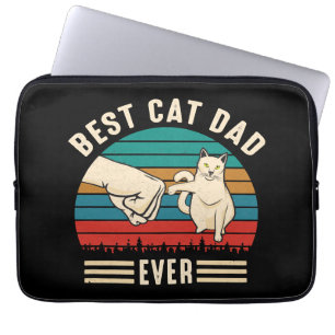 Best Cat Dad Ever Cat Fist Vintage Men Laptop Sleeve