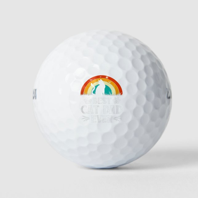 Best Cat Dad Ever Cat Lover Funny Father Day Golf Balls (Front)