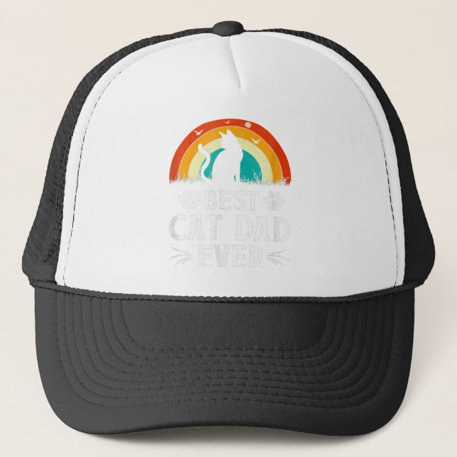 Best Cat Dad Ever Cat Lover Funny Father Day Trucker Hat (Front)