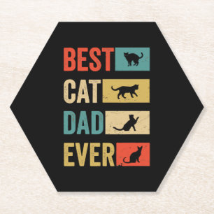 Best Cat Dad Ever Cat Lovers Cat Dad Paper Coaster