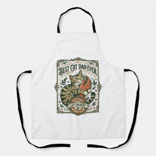 Best Cat Dad Ever Cat Mom Dad Parent Vintage Vecto Apron