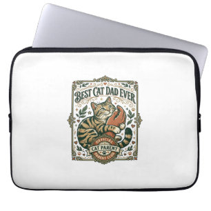 Best Cat Dad Ever Cat Mom Dad Parent Vintage Vecto Laptop Sleeve