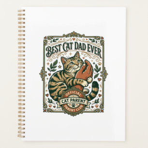 Best Cat Dad Ever Cat Mom Dad Parent Vintage Vecto Planner