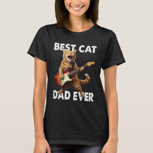 Best Cat Dad Ever Cat Playing Guitar Rock Star Roc T-Shirt