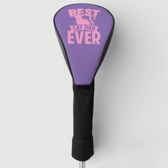 Best Cat Dad Ever - Cat Silhouette Golf Head Cover (Front)