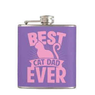 Best Cat Dad Ever - Cat Silhouette Hip Flask