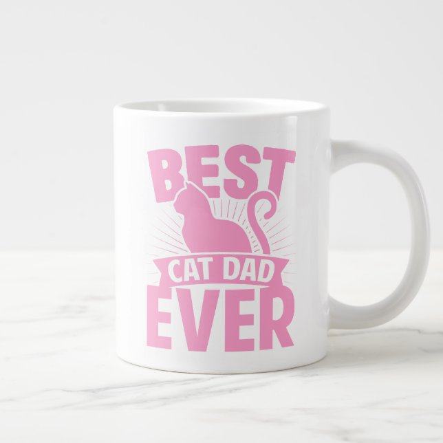 Best Cat Dad Ever - Cat Silhouette Large Coffee Mug (Right)