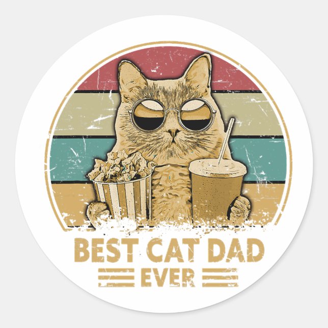 best cat dad ever  classic round sticker (Front)