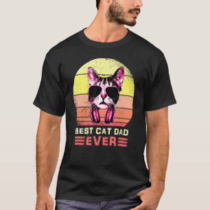 Best Cat Dad Ever Colour Sunglasses And Headphones T-Shirt