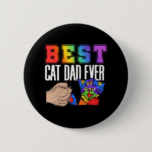 Best Cat Dad Ever Colourful Rainbow Father's Day 2 Inch Round Button