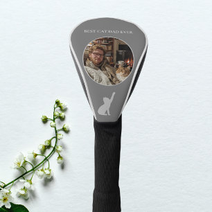 Best Cat Dad Ever Custom Photo - Dark Grey Golf Head Cover
