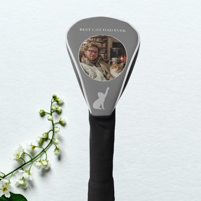 Best Cat Dad Ever Custom Photo - Dark Grey  Golf Head Cover (Creator Uploaded)