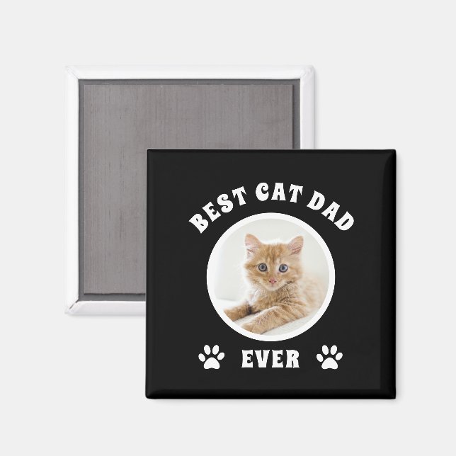 Best Cat Dad Ever Custom Photo Personalized Magnet (Front/Back)
