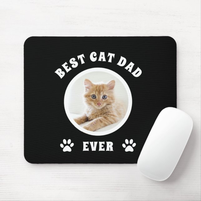 Best Cat Dad Ever Custom Photo Personalized Mouse Pad (With Mouse)