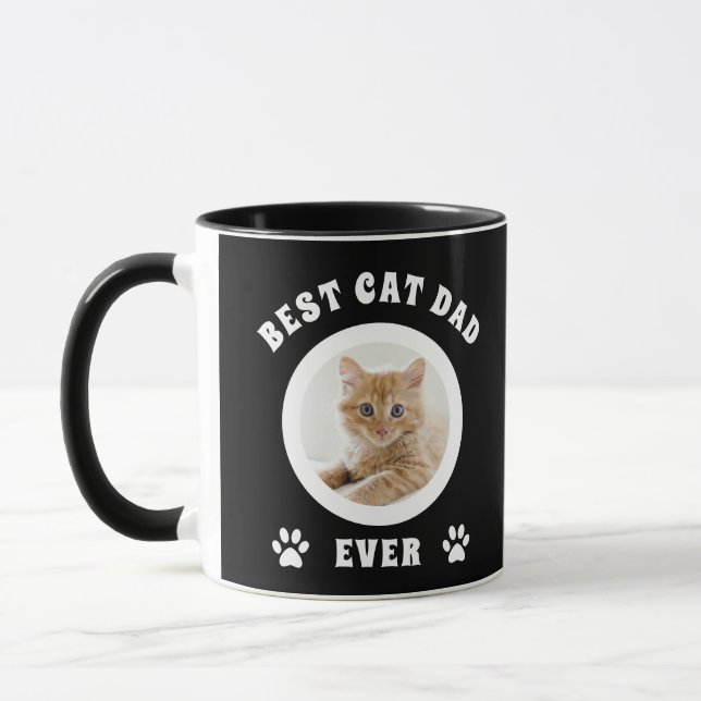 Best Cat Dad Ever Custom Photo Personalized Mug (Left)