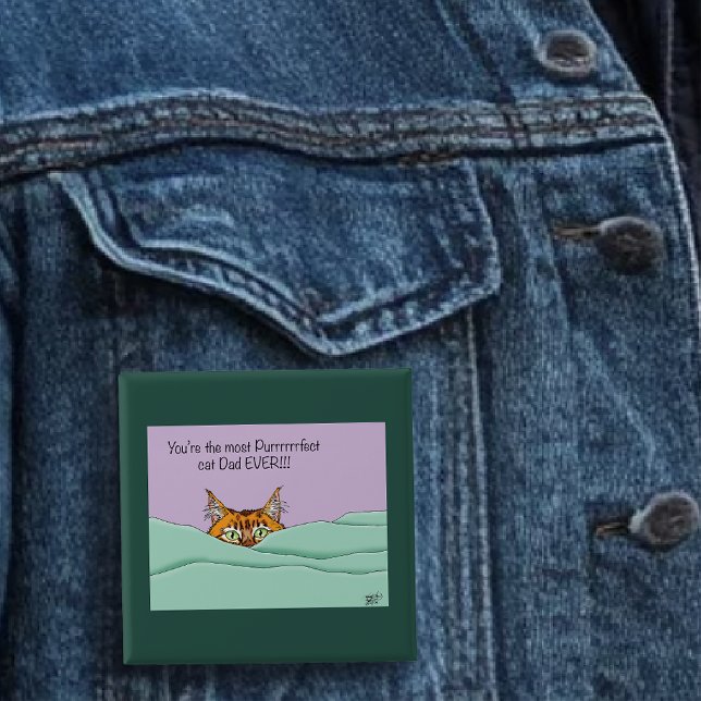 Best Cat Dad Ever! Father's Day 2 Inch Square Button (Creator Uploaded)
