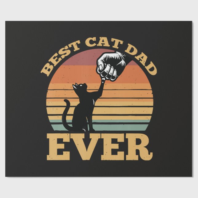 Best Cat Dad Ever Fathers Day Wrapping Paper (Flat)
