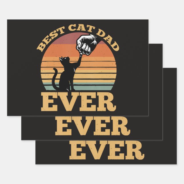 Best Cat Dad Ever Fathers Day Wrapping Paper Sheet (Set)