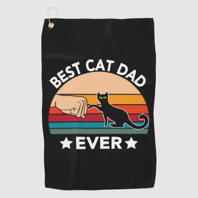 Best Cat Dad Ever Fist Bump Golf Towel (Front)