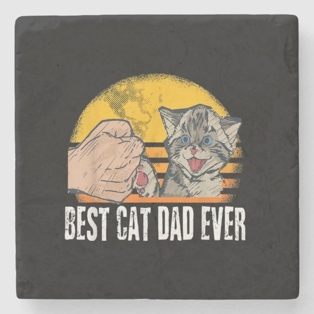Best Cat Dad Ever | Funny Cat Daddy Father Gift Stone Coaster (Front)