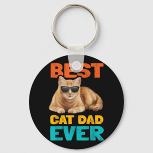 Best Cat Dad Ever Funny Cat Owner Tabby Birthday F Keychain
