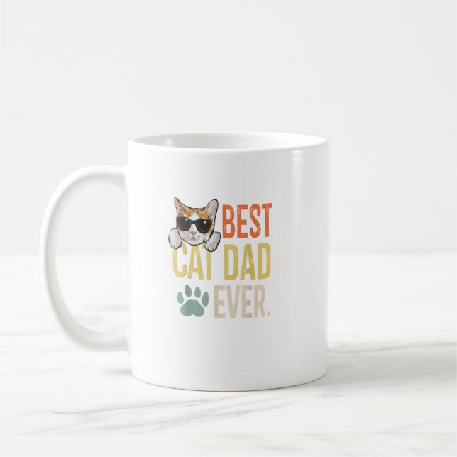 Best Cat Dad Ever Funny Retro Cat Lover Fathers Da Coffee Mug (Left)