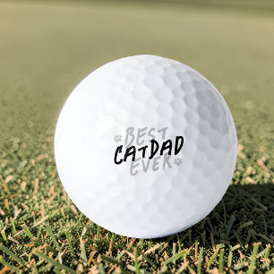 Best Cat Dad Ever Modern Black and Grey Grunge Golf Balls