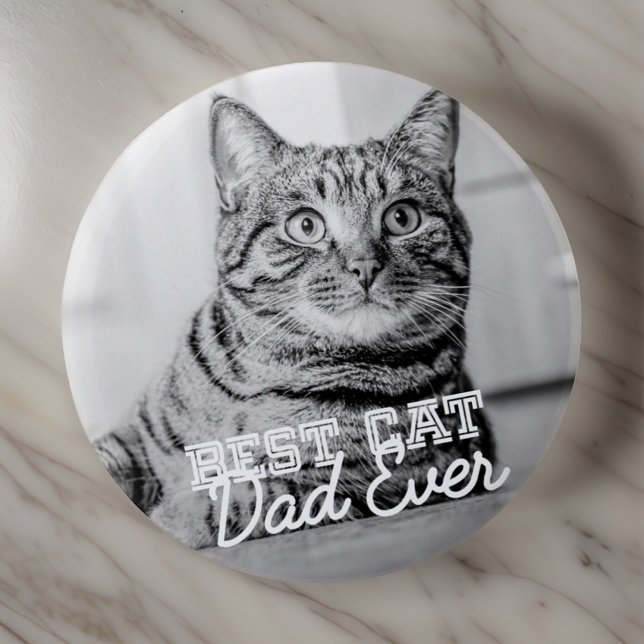 Best Cat Dad Ever Modern Custom Pet Photo 2 Inch Round Button (Creator Uploaded)
