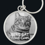 Best Cat Dad Ever Modern Custom Pet Photo Keychain<br><div class="desc">This simple and classic design is composed of serif typography and add a custom photo</div>