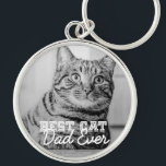 Best Cat Dad Ever Modern Custom Pet Photo Keychain<br><div class="desc">This simple and classic design is composed of serif typography and add a custom photo</div>