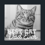 Best Cat Dad Ever Modern Custom Pet Photo Magnet<br><div class="desc">This simple and classic design is composed of serif typography and add a custom photo</div>