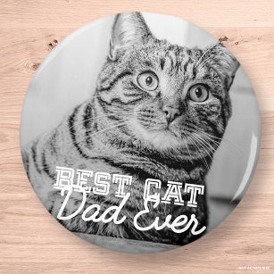 Best Cat Dad Ever Modern Custom Pet Photo Magnet