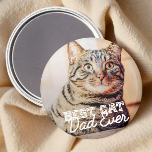 Best Cat Dad Ever Modern Custom Pet Photo Magnet
