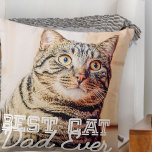 Best Cat Dad Ever Modern Custom Pet Photo Throw Pillow<br><div class="desc">This simple and classic design is composed of serif typography and add a custom photo</div>