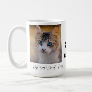 Best Cat Dad Ever Modern Custom Photo and Cat Name Coffee Mug