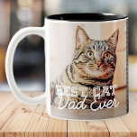 Best Cat Dad Ever Modern Custom Photo and Cat Name Two-Tone Coffee Mug<br><div class="desc">This simple and classic design is composed of serif typography and add a custom photo</div>