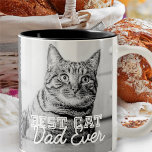 Best Cat Dad Ever Modern Custom Photo and Cat Name Two-Tone Coffee Mug<br><div class="desc">This simple and classic design is composed of serif typography and add a custom photo</div>