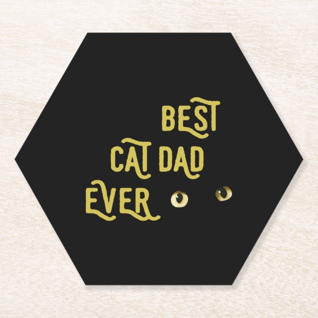 Best Cat Dad Ever   Paper Coaster (Front)