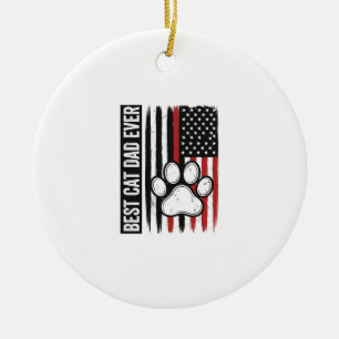 Best Cat Dad Ever Patriotic Paw Flag Design_1 Ceramic Ornament