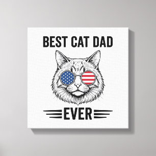 Best Cat Dad Ever Patriotic Vintage Cat Design_1 Canvas Print