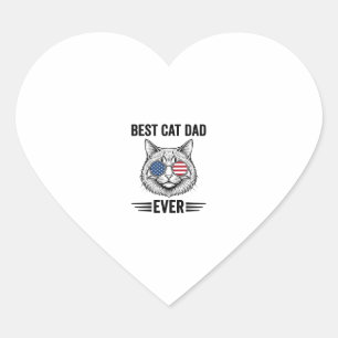 Best Cat Dad Ever Patriotic Vintage Cat Design_1 Heart Sticker