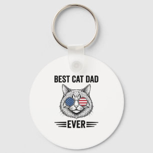 Best Cat Dad Ever Patriotic Vintage Cat Design_1 Keychain