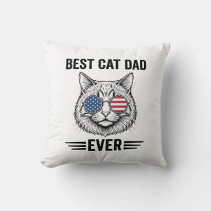 Best Cat Dad Ever Patriotic Vintage Cat Design_1 Throw Pillow