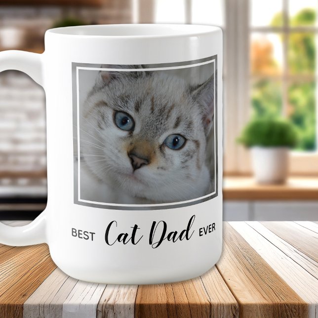 Best Cat Dad Ever- Personalized Cute Pet Cat Photo Coffee Mug (Creator Uploaded)