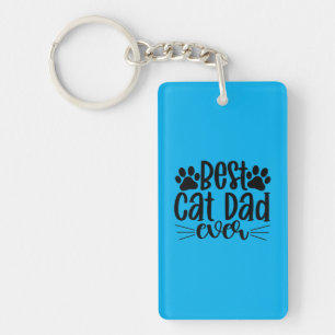 Best Cat Dad Ever Personalized Funny Cat Pawprint Keychain