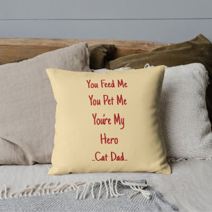 Best Cat Dad Ever Personalized Red Beige Cute Gift Throw Pillow