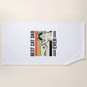 Best Cat Dad Ever Retro Cat Fist Bump Shirt_1 Beach Towel