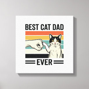 Best Cat Dad Ever Retro Cat Fist Bump Shirt_1 Canvas Print