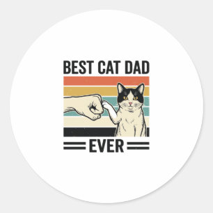 Best Cat Dad Ever Retro Cat Fist Bump Shirt_1 Classic Round Sticker